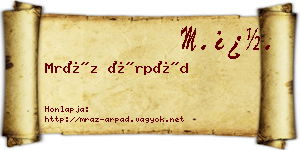 Mráz Árpád névjegykártya